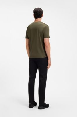 T-shirt Porsche x BOSS en coton merceris&eacute; avec logo r&eacute;fl&eacute;chissant, Chaux