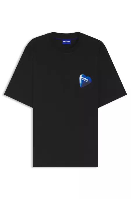 Heart-logo T-shirt in cotton jersey