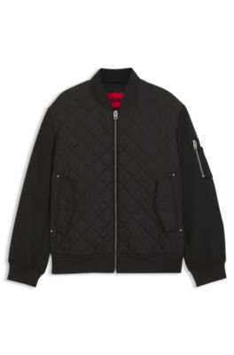 Water-repellent jacket in mixed materials, Black