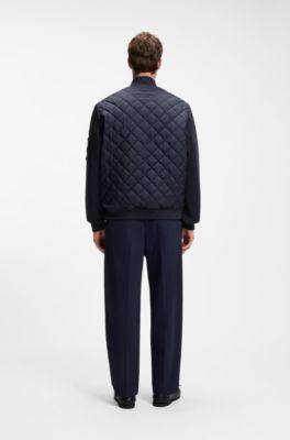 Chaqueta repelente al agua en mezcla de tejidos, Azul oscuro
