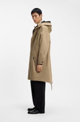 Parka d&eacute;perlante en satin de coton stretch, Beige
