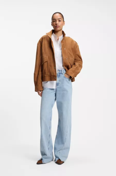 Suede jacket with bomber styling