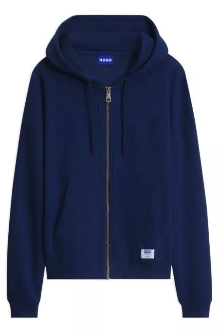 Loose-fit zip-up hoodie in a waffle knit