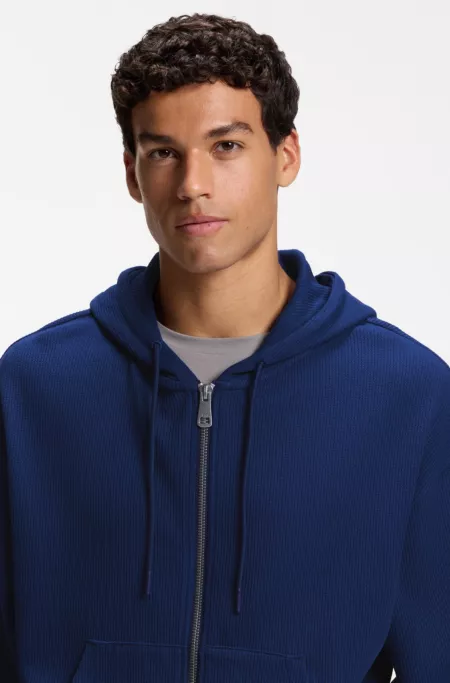 Loose-fit zip-up hoodie in a waffle knit