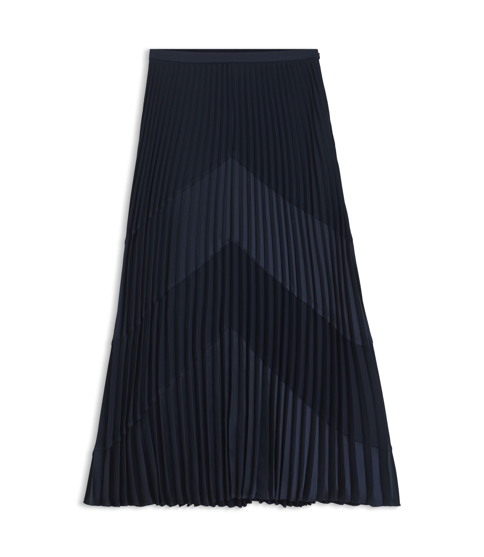 BOSS - Plissé-satin skirt with chevron pattern - Dark Blue