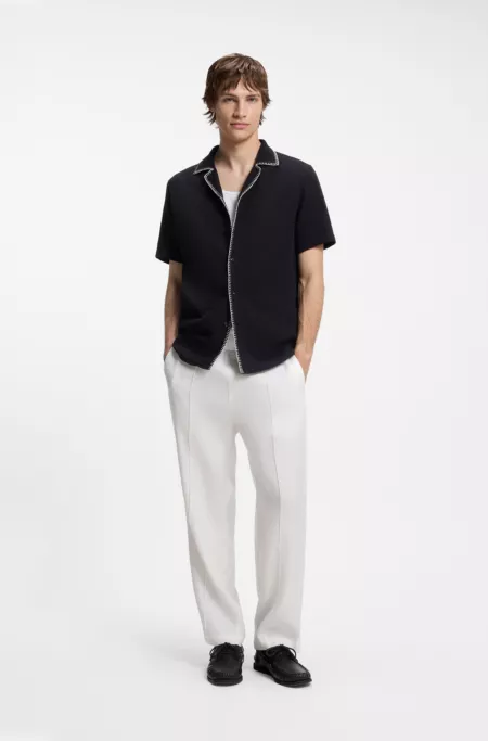 Straight-fit drawstring trousers in a linen blend