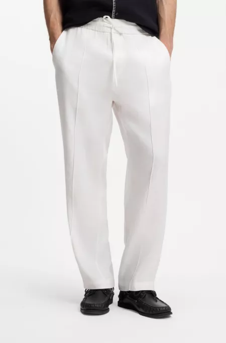 Straight-fit drawstring trousers in a linen blend