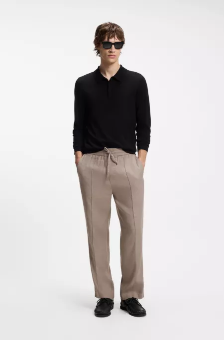 Straight-fit drawstring trousers in a linen blend