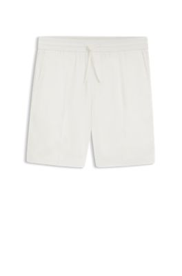 Shorts straight fit de lino, Blanco