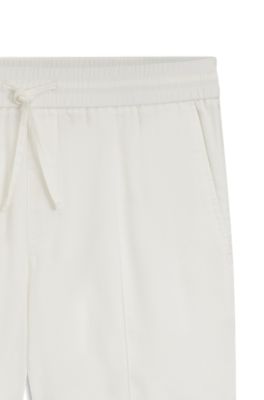 Shorts straight fit de lino, Blanco