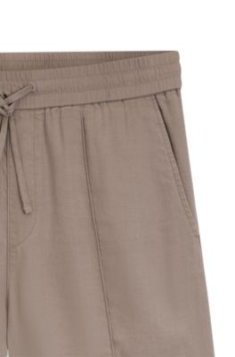 Straight-fit shorts in a linen blend, Light Brown