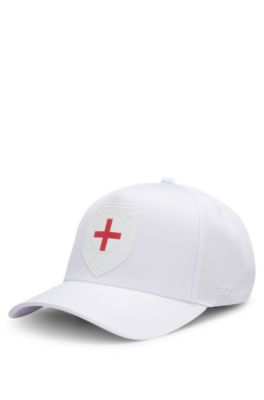 Gorra en sarga brillante con logo e insignia de bandera nacional, England