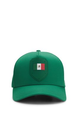 Gorra en sarga brillante con logo e insignia de bandera nacional, Mexico