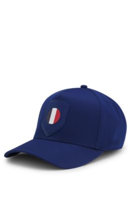 Casquette en twill brillant &agrave; logo avec &eacute;cusson du drapeau national, France
