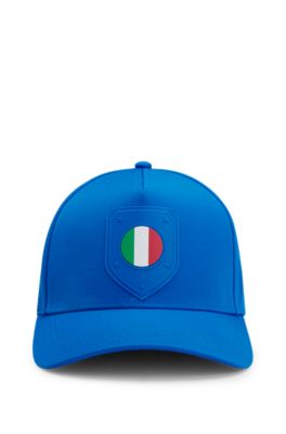 Gorra en sarga brillante con logo e insignia de bandera nacional, Italy