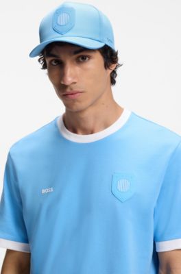 Gorra en sarga brillante con logo e insignia de bandera nacional, Argentina