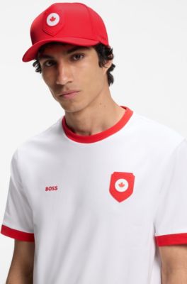 Gorra en sarga brillante con logo e insignia de bandera nacional, Canada