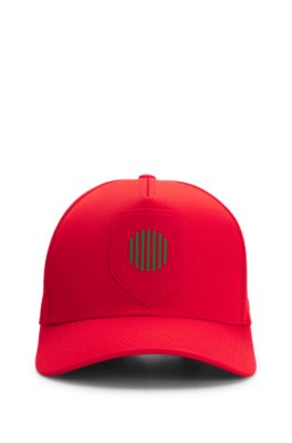 Logo cap in lustrous twill with country-flag badge, Light Red