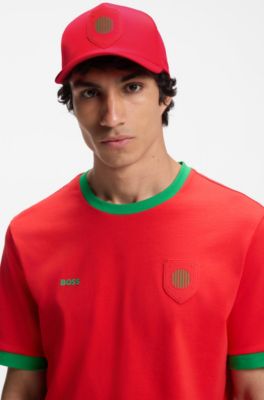 Logo cap in lustrous twill with country-flag badge, Light Red