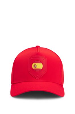 Gorra en sarga brillante con logo e insignia de bandera nacional, Spain