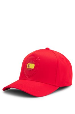 Gorra en sarga brillante con logo e insignia de bandera nacional, Spain