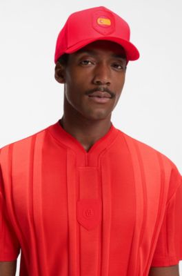 Gorra en sarga brillante con logo e insignia de bandera nacional, Spain