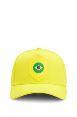 Gorra en sarga brillante con logo e insignia de bandera nacional, Brazil