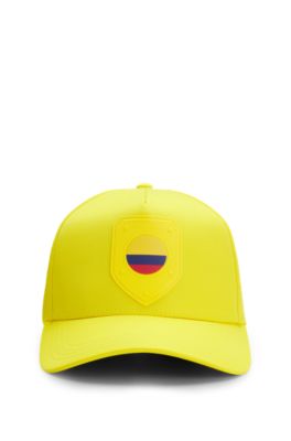 Gorra en sarga brillante con logo e insignia de bandera nacional, Colombia