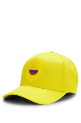Gorra en sarga brillante con logo e insignia de bandera nacional, Colombia