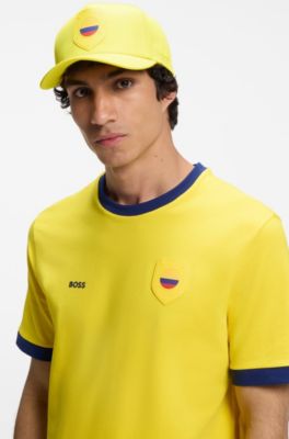 Gorra en sarga brillante con logo e insignia de bandera nacional, Colombia