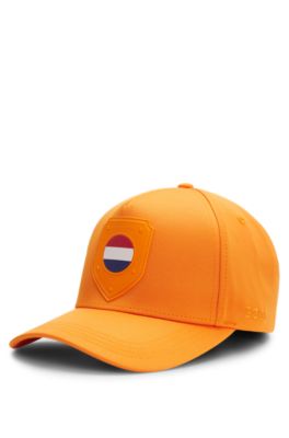 Logo cap in lustrous twill with country-flag badge, Netherlands