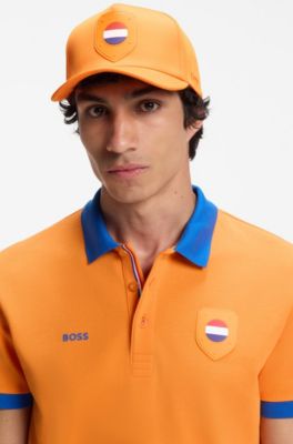 Gorra en sarga brillante con logo e insignia de bandera nacional, Netherlands