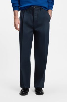 Relaxed-fit jeans in dark-blue soft cotton, Dark Blue