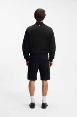Broderie-stripe jacket in a cotton blend, Black