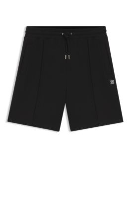 Shorts de algod&oacute;n con logo apilado, Negro