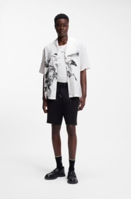  shorts with stacked-logo trim, Black