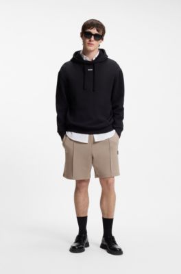 Shorts de algod&oacute;n con logo apilado, Marr&oacute;n claro