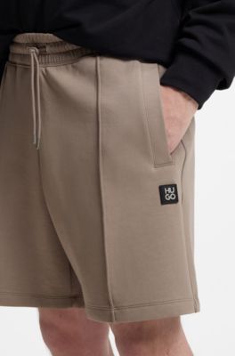 shorts with stacked-logo trim, Light Brown