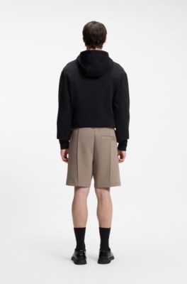 Shorts de algod&oacute;n con logo apilado, Marr&oacute;n claro
