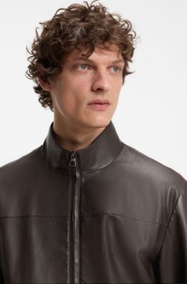 Chaqueta BOSS BY BECKHAM en piel de napa, Marr&oacute;n