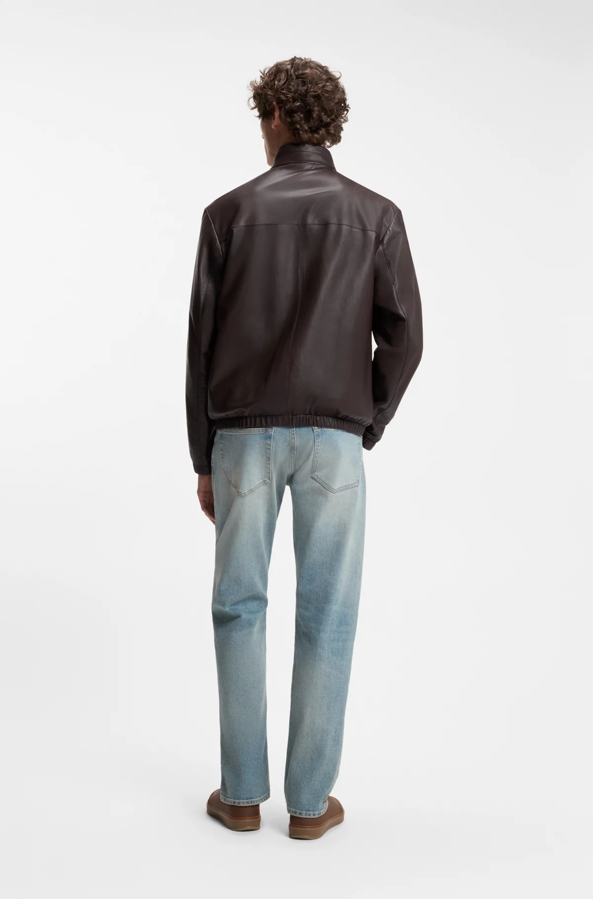 Veste en cuir nappa BOSS BY BECKHAM, Marron