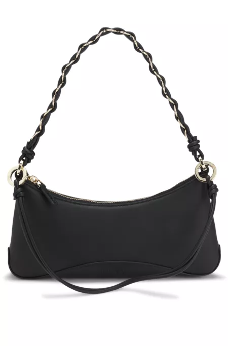 Faux-leather shoulder bag with two straps