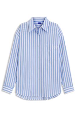 Blusa oversize fit de algod&oacute;n con rayas y logo Happy HUGO, Fantas&iacute;a
