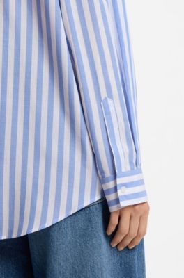 Blusa oversize fit de algod&oacute;n con rayas y logo Happy HUGO, Fantas&iacute;a