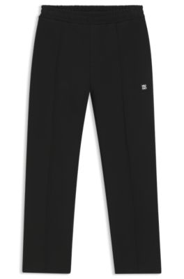 Relaxed-fit sweatpants in a structured cotton blend, Black