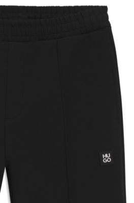 Relaxed-fit sweatpants in a structured cotton blend, Black