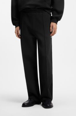 Relaxed-fit sweatpants in a structured cotton blend, Black