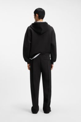 Relaxed-fit sweatpants in a structured cotton blend, Black