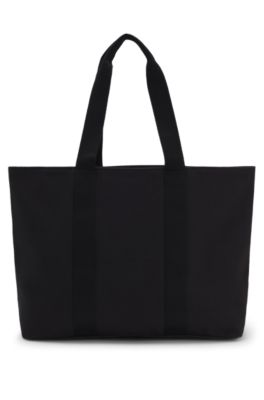 Heart-logo tote bag in cotton canvas, Black