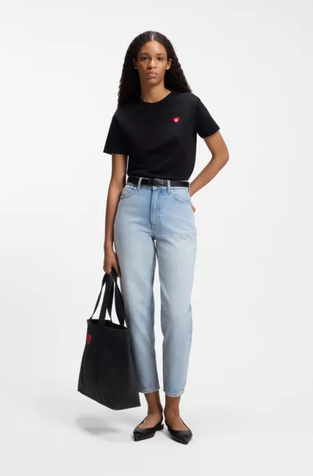 Heart-logo tote bag in cotton canvas